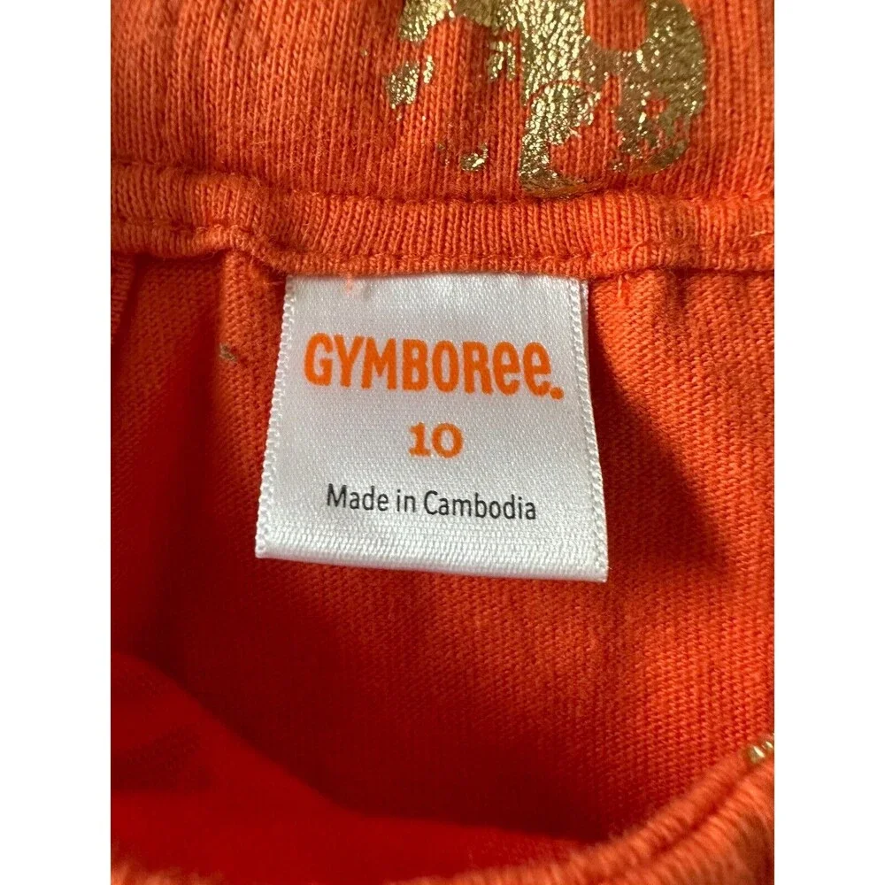 GYMBOREE Spice Market Orange w/ Gold Glitter Elephants Sleeveless Top Size 10